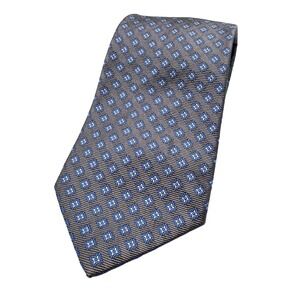 Brooks Brothers Tie 57" Grey Blue Geometric Silk Makers Woven England Made USA